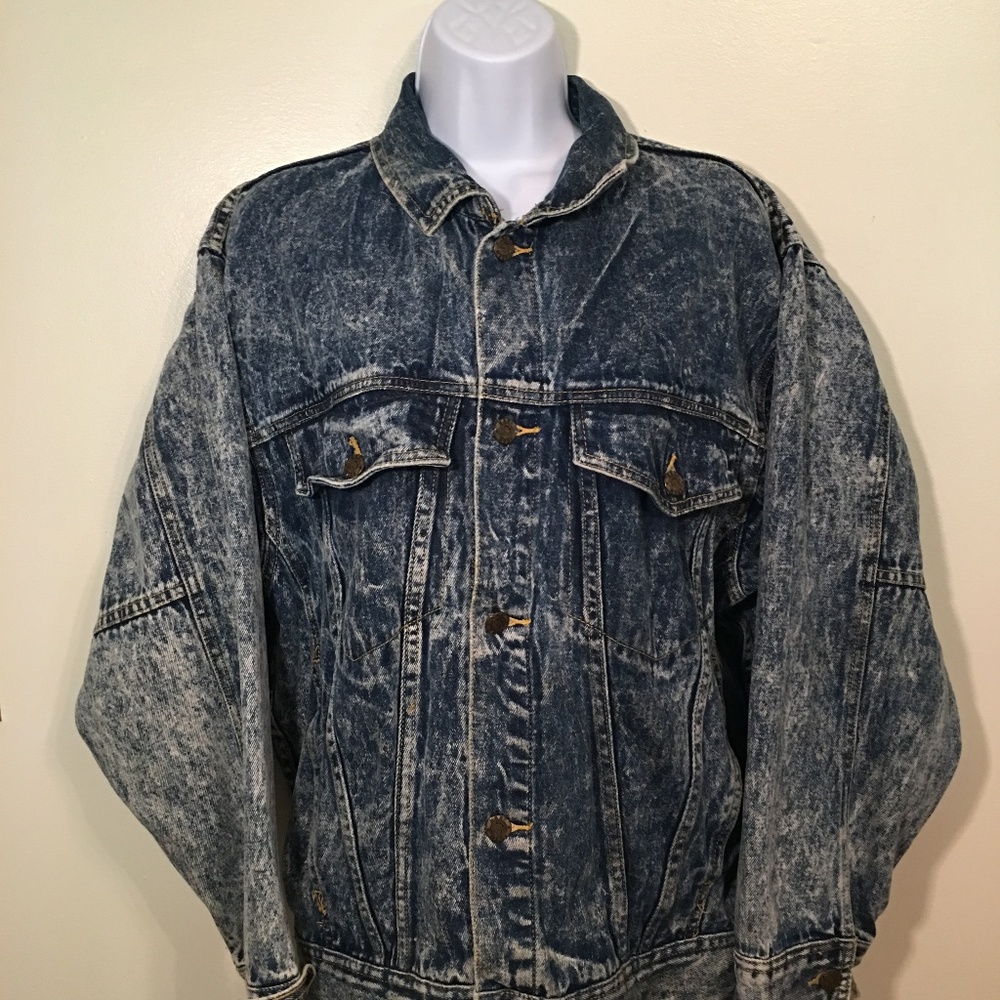 Vintage Acid Washed Denim Jacket Medium